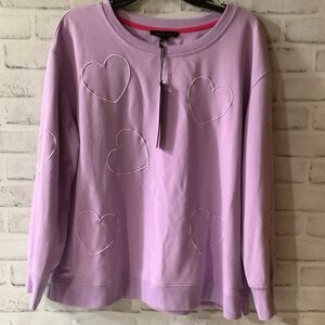 Jane + Delancey Purple Embroidered Heart Pullover Sweatshirt Women's Siz…